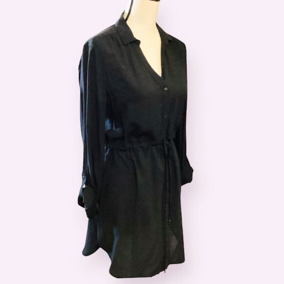 Anthropologie HD in Paris Carmina Women's Front Button Shirt Dress Black Small - Picture 4 of 9